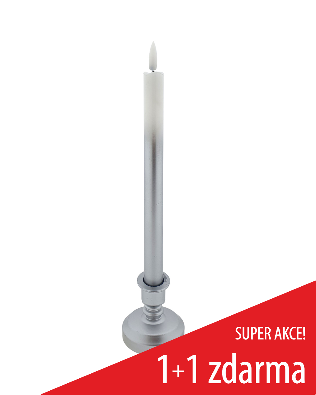 Dlouhá LED svíce - bílo-stříbrná HOME DECOR HD-119SS