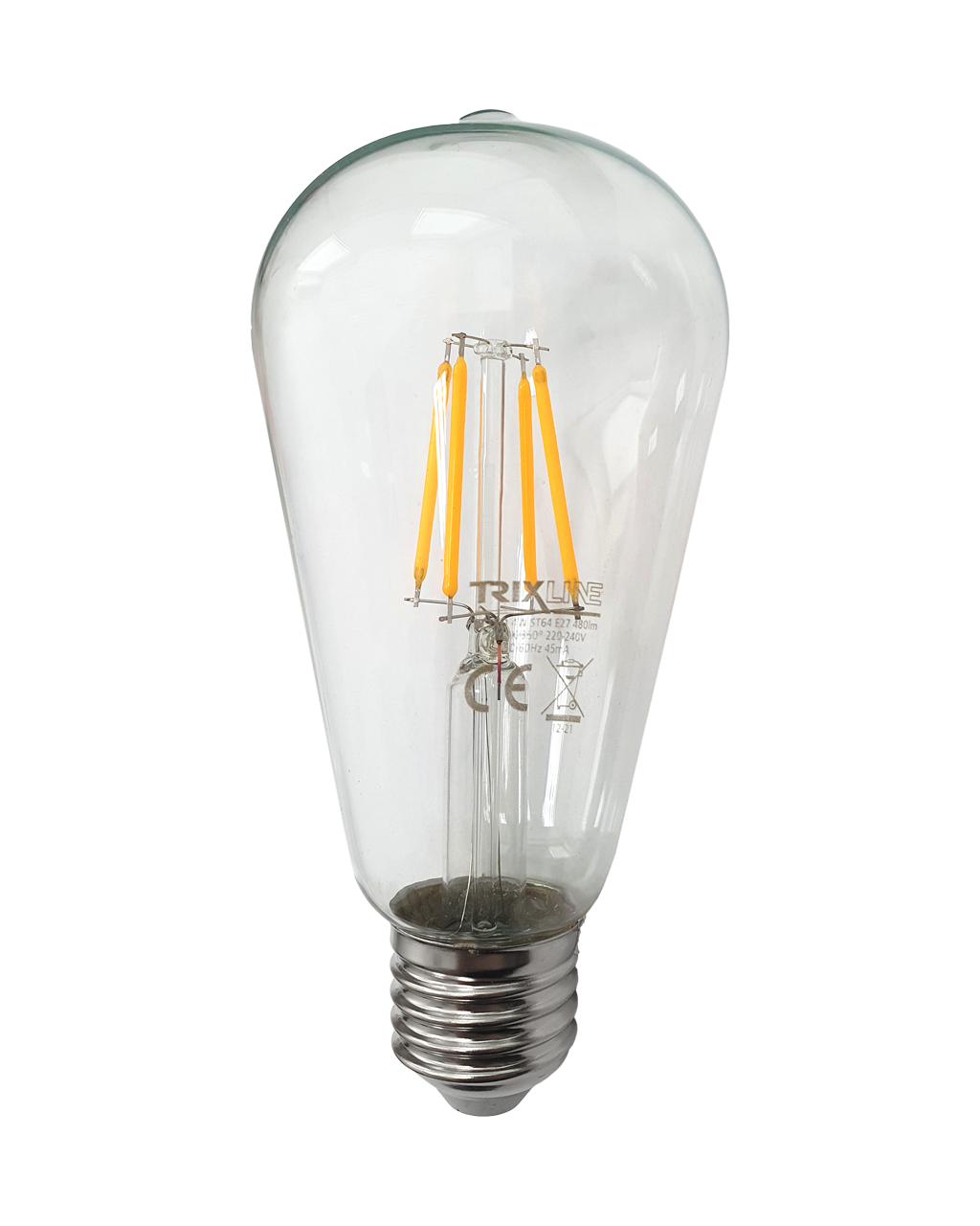 Dekorační LED žárovka FILAMENT 4W 480lm ST64 E27 teplá bílá Trixline