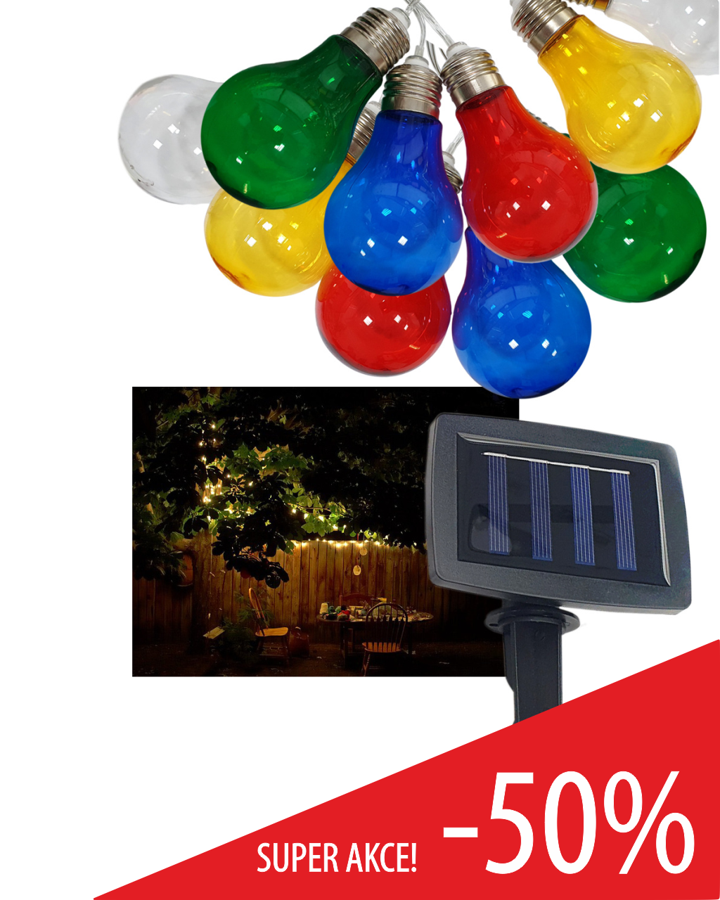 TR-590 Dekorativní 10ks LED venkovní solární řetěz 2m multicolor IP44 Trixline