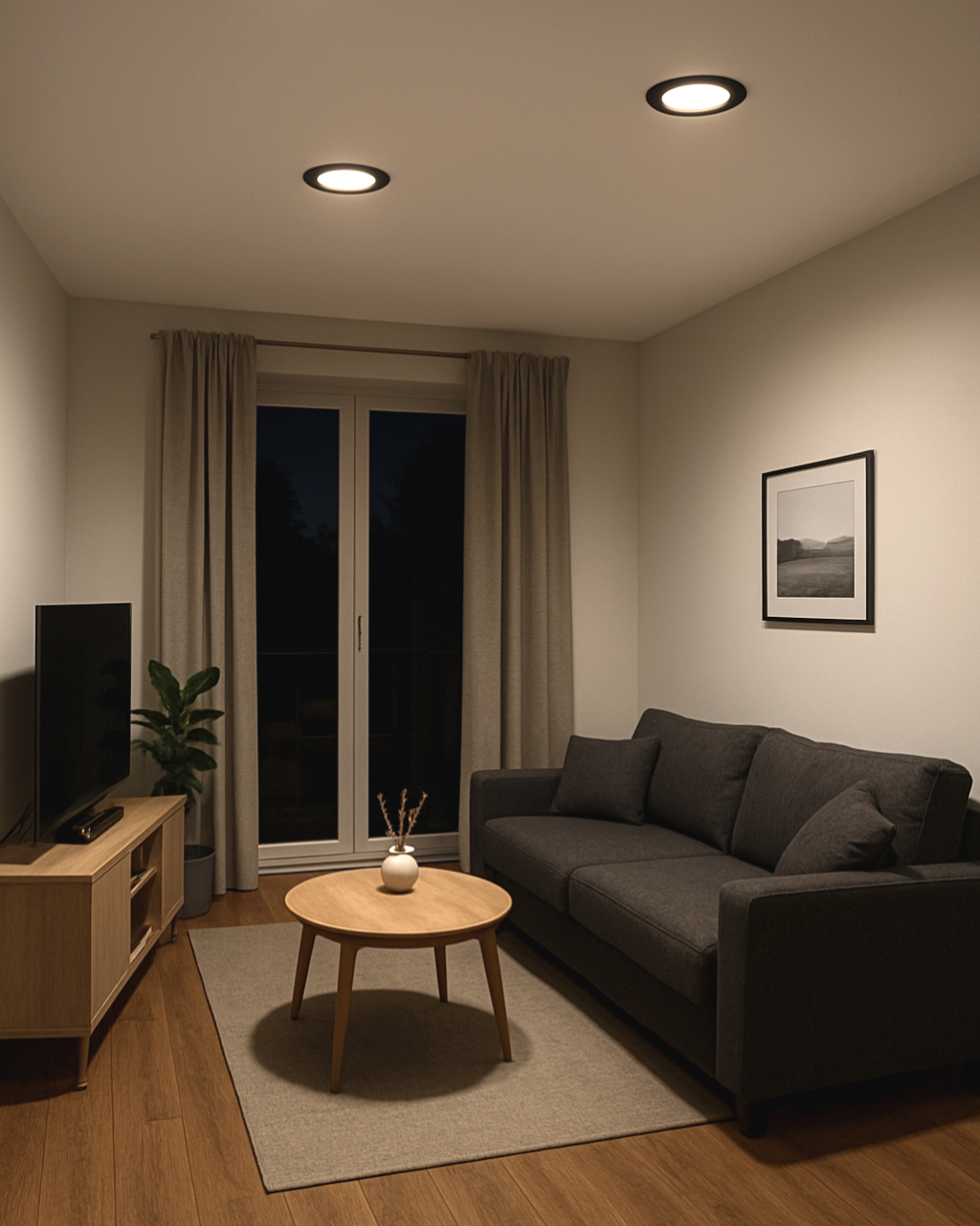 Q-51M LED panel 6W 660lm 4000K černý - kruhový vestavný Qtec