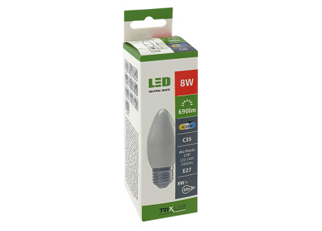 LED žárovka Trixline 6W E27 C35 neutrální bílá