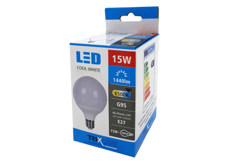 LED žárovka Trixline 15W G95 E27 studená bílá