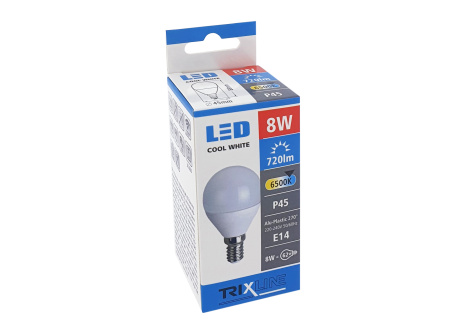 LED žárovka 8W E14 P45 TRIXLINE studená bílá