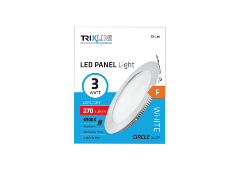 LED panel TRIXLINE TR 124 3W, kruhový vestavný 6500K