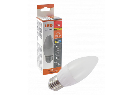 LED žárovka Trixline 6W E27 C35 teplá bílá