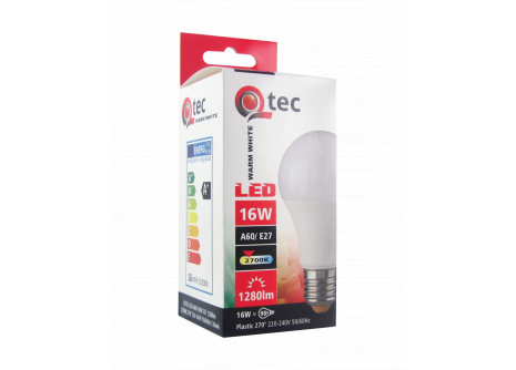 LED žárovka Q tec 16W A60 E27 teplá bílá