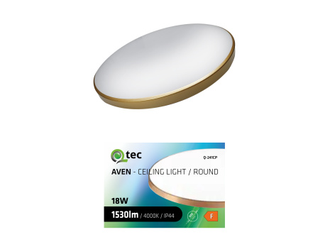 LED stropní svítidlo AVEN Q-241CP 18W 1530lm 4000K ø30cm/kruhové zlaté QTEC