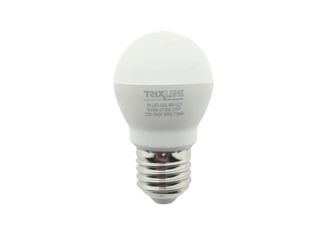LED žárovka 8W 640lm E27 G45 teplá bílá Trixline