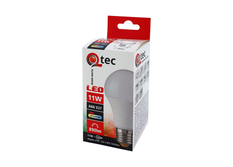 LED žárovka Qtec 11W A60 E27 teplá bílá