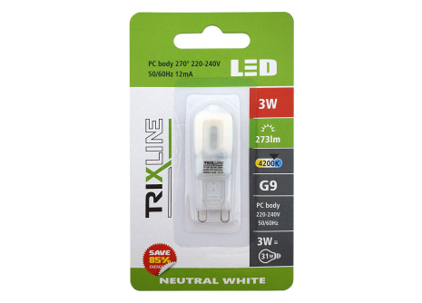LED žárovka Trixline 3W G9 4200K studená bílá