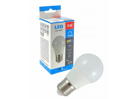 LED žárovka Trixline 8W E27 A50 studená bílá