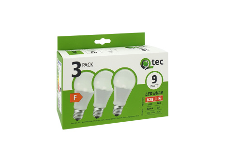LED žárovky 9W/828lm/A60/E27 neutrální bílá 3 PACK Qtec
