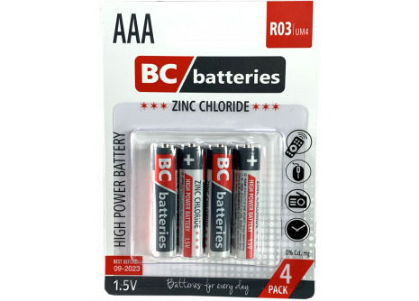 BC batteries zinkochloridová AAA mikrotužková baterie 1,5V R03