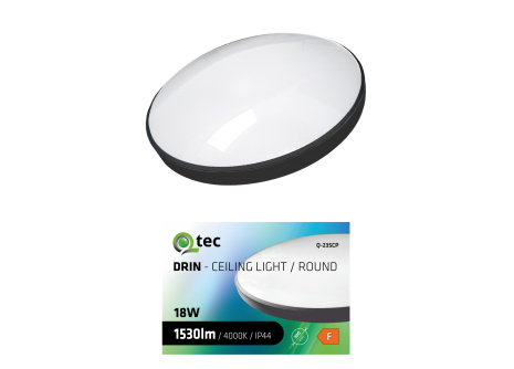 Led stropní svítidlo Q-235CP 18W 4000K ø30cm/kruhové černé QTEC