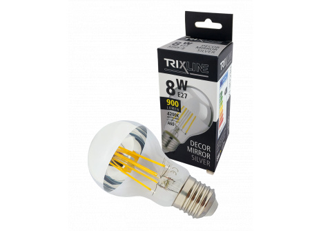 LED žárovka Trixline DECOR MIRROR A60, 8W E27 SILVER