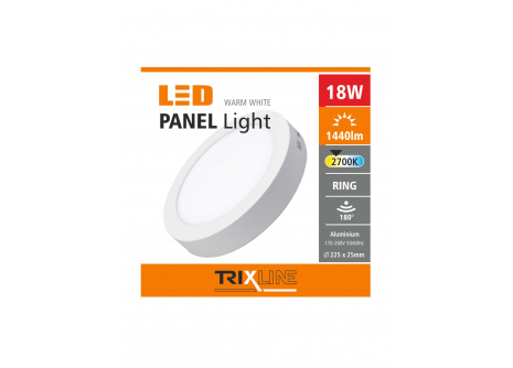 Podhledové LED svítidlo TRIXLINE – přisazené kruhové 18W teplá bílá