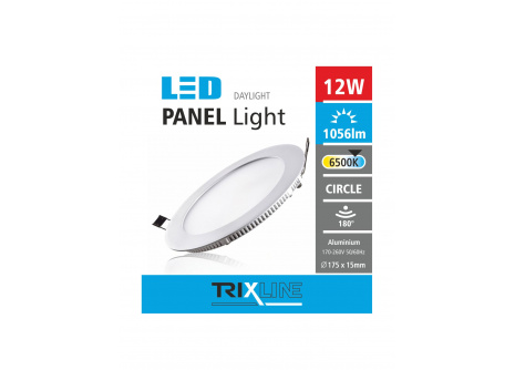 LED panel TRIXLINE 12W, kruhový vestavný 6500K