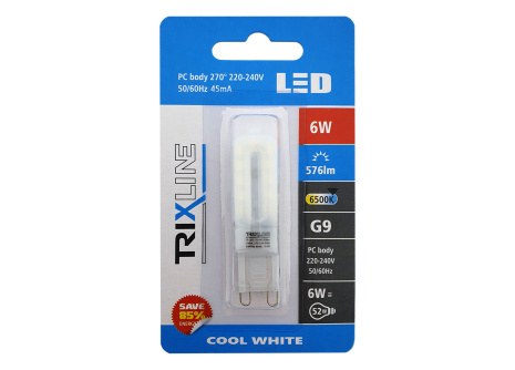 LED žárovka Trixline 6W G9 6500K denní bílá