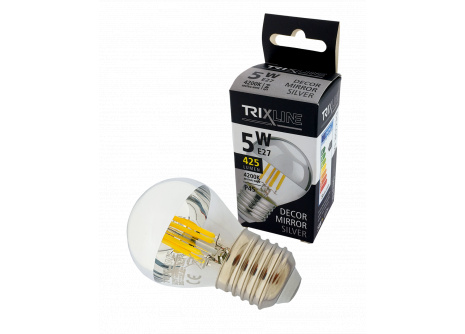LED žárovka Trixline DECOR MIRROR P45, 5W E27 SILVER