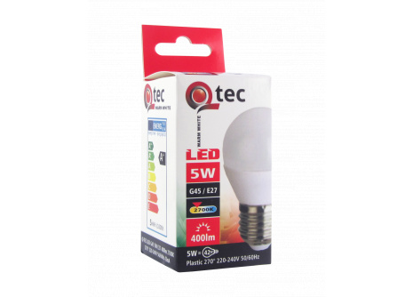 LED žárovka Q tec 5W E27 teplá bílá