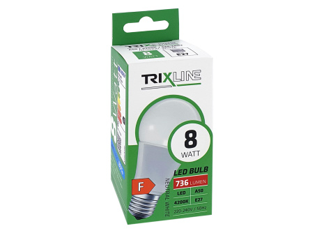 LED žárovka Trixline 8W 736lm E27 A50 neutrální bílá