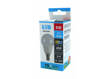 LED žárovka Trixline 8W E14 A50 denní světlo
