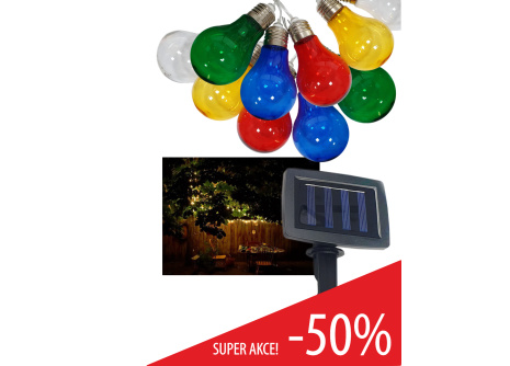 TR-590 Dekorativní 10ks LED venkovní solární řetěz 2m multicolor IP44 Trixline