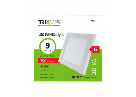 LED panel TRIXLINE TR 119 9W, čtvercový přisazený 4200K