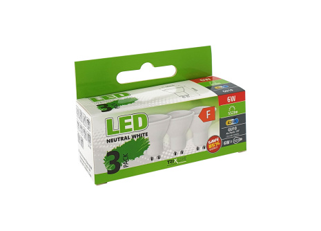 LED žárovka Trixline 6W GU10 neutrální bílá 3 PACK