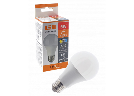 LED žárovka 6W A60 E27 teplá bílá