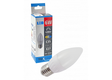 LED žárovka Trixline svíčková 6W C35 E27 denní bílá