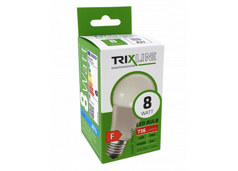 LED žárovka Trixline 8W 736lm E27 A60 neutrální bílá