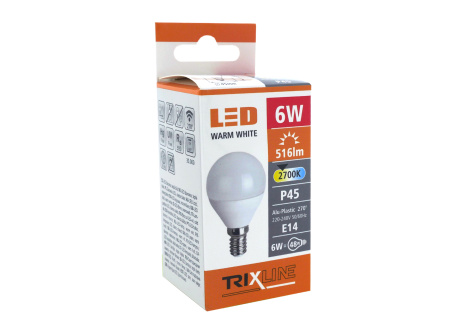 LED žárovka Trixline 6W E14 P45 teplá bílá