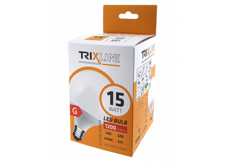 LED žárovka Trixline 15W G95 E27 teplá bílá