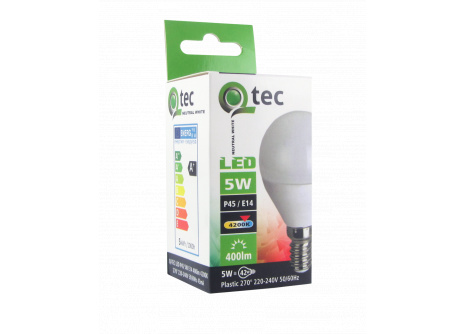 LED žárovka Qtec 5W P45 E14 studená bílá