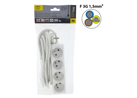 Prodlužovací přívod 4 zásuvky, 3m, TR 708 F 