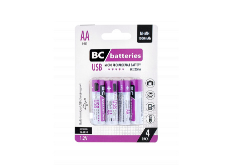 USB Nabíjecí AA tužková baterie BC batteries 1,2V