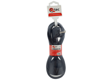 Prodlužovací přívod černý 1 zásuvka, 2m, Q-367F QTEC