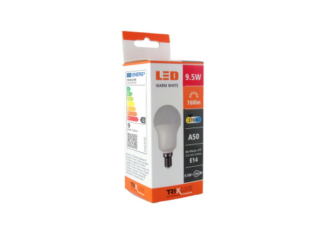 LED žárovka Trixline 9,5W E14 A50 teplá bílá