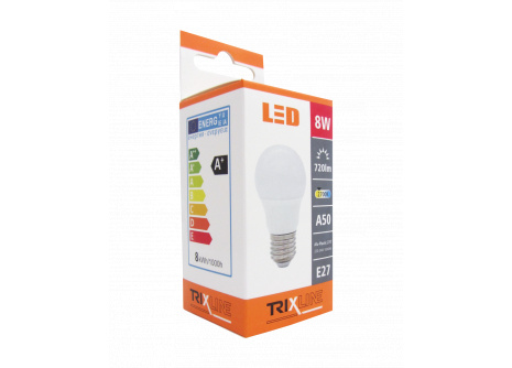 LED žárovka Trixline 8W E27 A50 teplá bílá