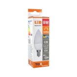 LED žárovka Trixline 8W E14 C35 teplá bílá