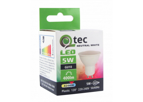 LED žárovka Qtec 5W GU10 studená bílá