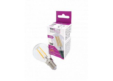 Dekorační LED žárovka FILAMENT Trixline G45, 5W E14 teplá bílá