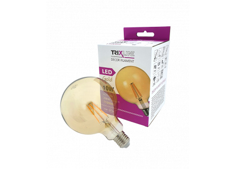 Dekorační LED žárovka FILAMENT Trixline G-125, 10W  E27 GOLD