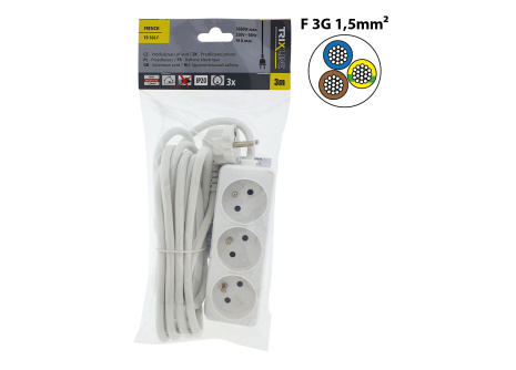 Prodlužovací přívod 3 zásuvky, 3m, TR 706 F 