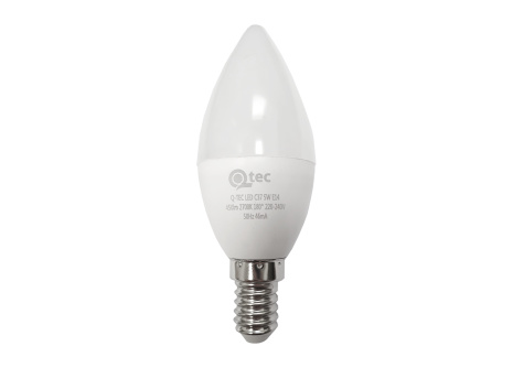 LED žárovka Qtec 5W C37 E14 teplá bílá