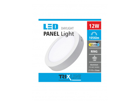 LED panel TRIXLINE 12W, kruhový přisazený 6500K