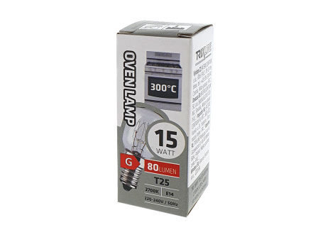 Speciální žárovka Trixline 15W/80lm/T25/E14/2700K 300°C  