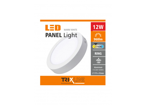 LED panel TRIXLINE 12W, kruhový přisazený 2700K