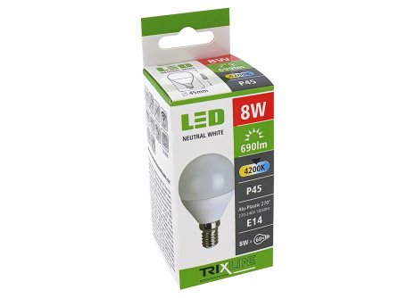 LED žárovka 8W E14 P45 TRIXLINE studená bílá